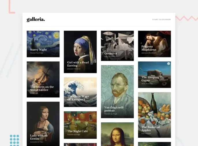 grid of thumbnails of famous works of art